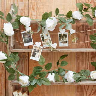 Ginger Ray Rustic Country White Rose Garland | Wedding Party Theme & Supplies