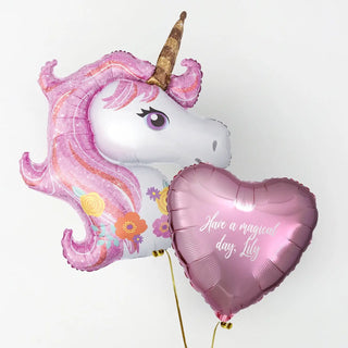 Unicorn Personalised Foil Duo by Pop Balloons