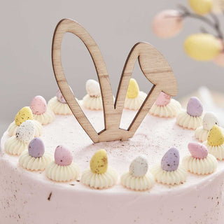 Ginger Ray | Wooden Bunny Ears Easter Cake Topper | Easter Cake Toppers NZ