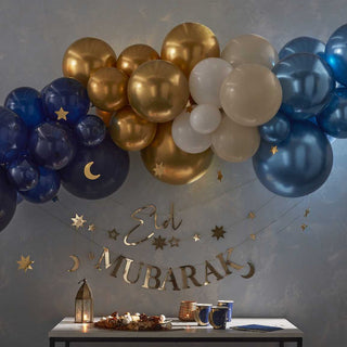 Ginger Ray | Navy Gold & Cream Balloon Arch Kit | Eid Decorations NZ