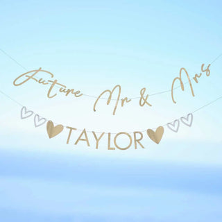 Ginger Ray | Customisable Surname Mr & Mrs Bunting Decoration | Engagement Party Supplies NZ