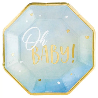 Oh Baby Boy Plates | Boy Baby Shower Supplies