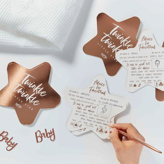 Ginger Ray | Twinkle Star Advice Cards | Rose Gold Baby Shower Supplies