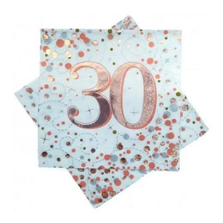 Sparkling Fizz Rose Gold 30th Napkins - Lunch 16 Pkt