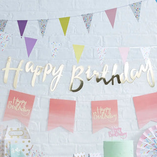 Ginger Ray | Gold Happy Birthday Banner | Gold Party Supplies