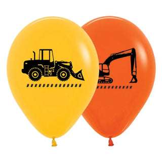 Sempertex | Construction Balloons - Orange & Yellow Pack of 25  | Construction Party Theme & Supplies
