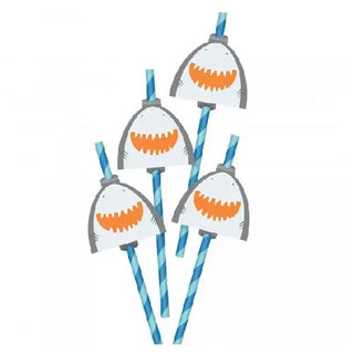 Ahoy Shark Head Birthday Straws | Under The Sea Party Theme & Supplies | 