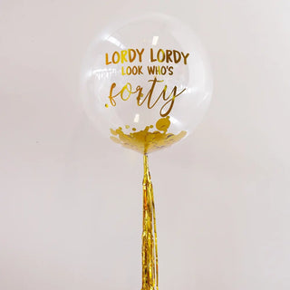 Personalised Gold Confetti Tassel 40th Birthday Bubble Balloon