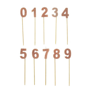 Rose Gold Glitter Number Long Stick Candle