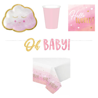 Oh Baby Girl Party Essentials - 46 Pieces - SAVE 10%