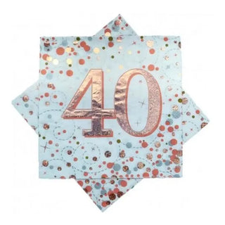 Rose Gold 40th Napkins | 40th Birthday Party Supplies