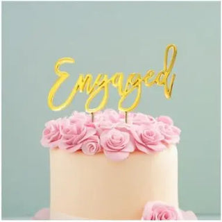 Gold Engagement Cake Topper | Engagement Party Supplies