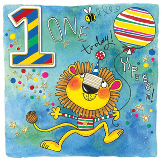 Rachel Ellen | 1 Today Lion with Balloon Birthday Card | 1st Birthday Party Supplies NZ