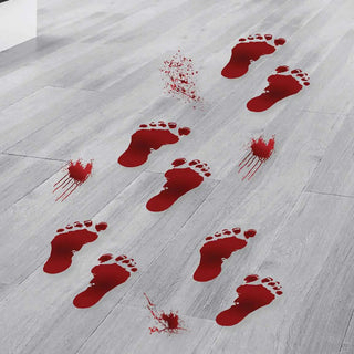 Ginger Ray | Red Blood Splatter & Footprint Floor Stickers | Halloween Decorations NZ
