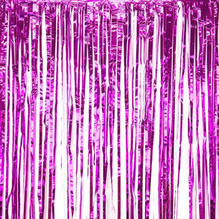 Hot Pink Foil Slit Curtain | Pink Party Supplies