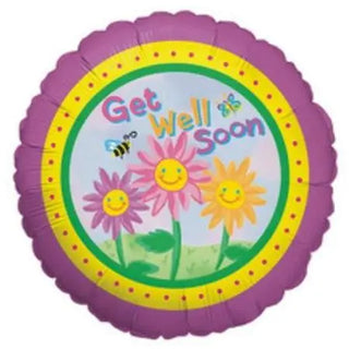 Get Well Soon Happy Flowers Foil Balloon