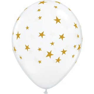Qualatex | diamond clear & gold contempo stars balloon | space party supplies