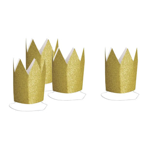 Mini Gold Glitter Crowns | Princess Party Supplies NZ