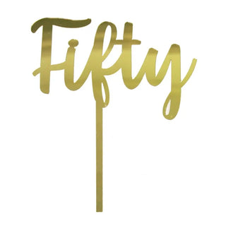 GoBake | gold acrylic fifty cake topper | fifty party supplies