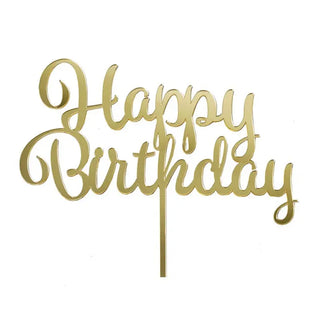 gobake | acrilyic gold happy birthday cake topper | birthday party supplies