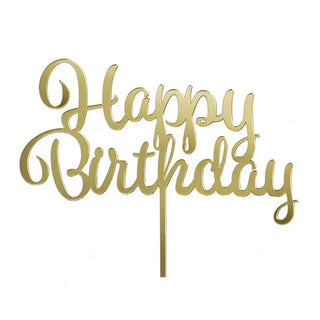 gobake | acrilyic gold happy birthday cake topper | birthday party supplies