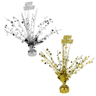 Happy Birthday Table Centrepiece | Gold & Silver Party Supplies NZ