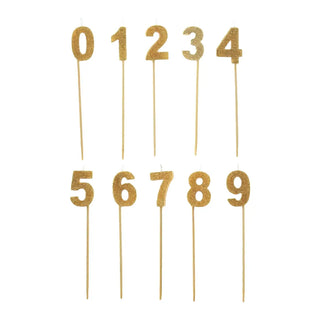 Gold Glitter Number Candle | Gold Cake Decorations
