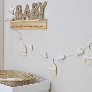 Ginger Ray | Macrame Rainbows & Clouds Nursery Baby Bunting | Baby Shower Supplies NZ