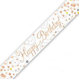 Sparkling Rose Gold Fizz Happy Birthday Banner | Rose Gold Party Supplies NZ