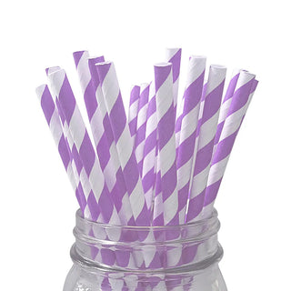 Lavender Stripe Paper Straws | Lavender Party Supplies