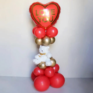 Love You Valentine's Day Teddy Balloon Column