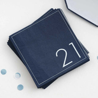 Ginger Ray | Navy 21st Birthday Napkins | 21st Birthday Party Supplies NZ