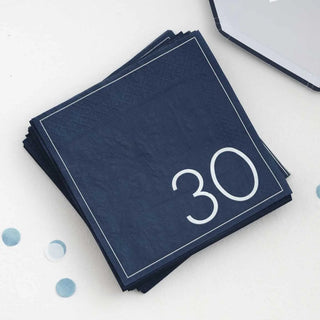 Ginger Ray | Navy 30th Birthday Napkins | 30th Birthday Party Supplies NZ