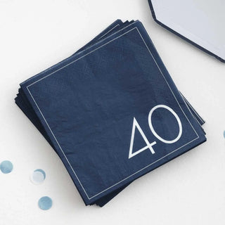 Ginger Ray | Navy 40th Birthday Napkins | 40th Birthday Party Supplies NZ