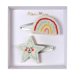 Meri Meri | Rainbow & Star Felt Hair clips | Rainbow party supplies