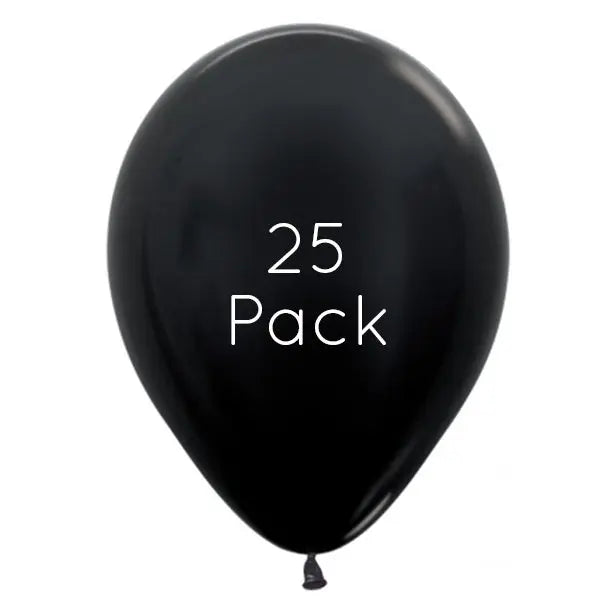 Metallic Black Balloons - 25 Pkt – Build a Birthday NZ