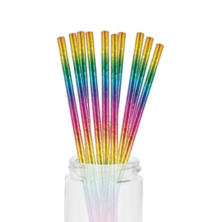 Metallic Rainbow Straws | Rainbow Party Supplies