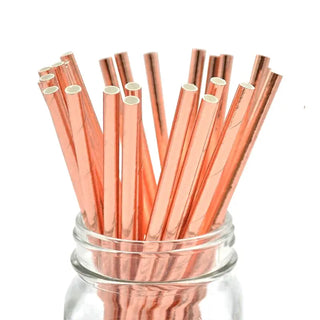 Metallic Rose Gold Straws | Rose Gold Party Supplies