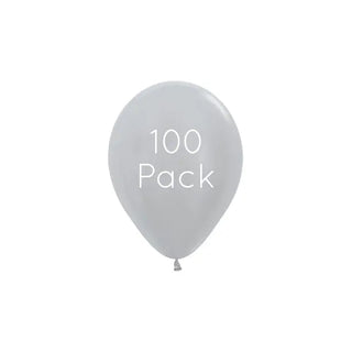 Satin Pearl Silver Mini Balloons - 100 Pkt
