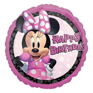 Minnie Mouse Forever Happy Birthday Pink & Black Foil Balloon | Party Supplies NZ