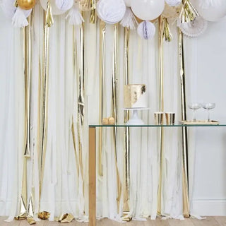 Ginger Ray | Metallic Gold Streamers Backdrop Kit | Gold Party Supplies