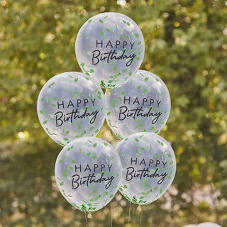 Ginger Ray | Leaf Confetti Birthday Balloons | Eco Party Supplies NZ
