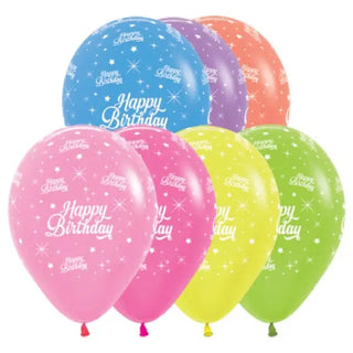 Sempertex | happy birthday twinkling neon stars balloon | happy birthday balloon