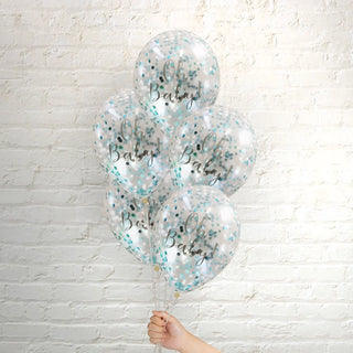 Pop Balloons | Blue Confetti Balloons | Baby Shower Supplies NZ