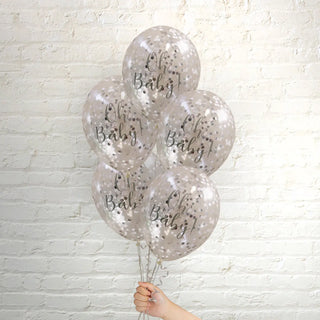 Pop Balloons | Silver Oh Baby Confetti Balloons | Baby Shower Supplies NZ