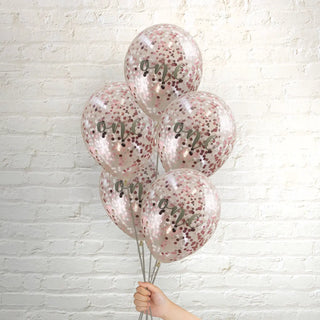 Pop Balloons | Pink One Confetti Balloons | 1st Birthday Party Supplies NZ