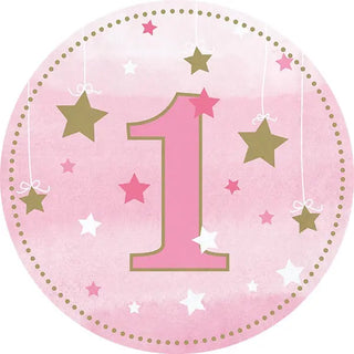One Little Star Pink Edible Cake Image | Girl's 1st Birthday Party Supplies