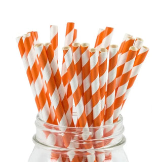 Orange Striped Paper Straws | Orange Party Supplies