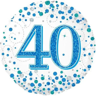 Oaktree | Sparkling Blue Fizz 40th Foil Balloon | 40th Birthday
