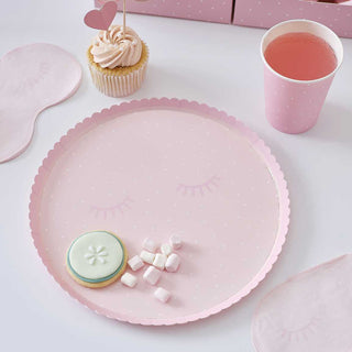 Ginger Ray | Pink Polka Dot Pamper Party Plates | Slumber Party Supplies NZ